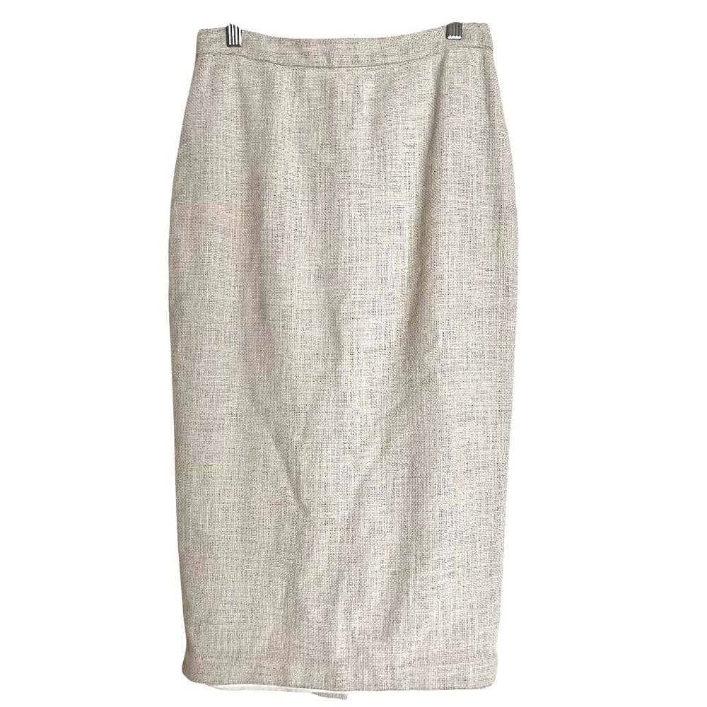 A.L.C. Owen Linen Canvas Textured Ivory Midi Pencil Skirt Size 2